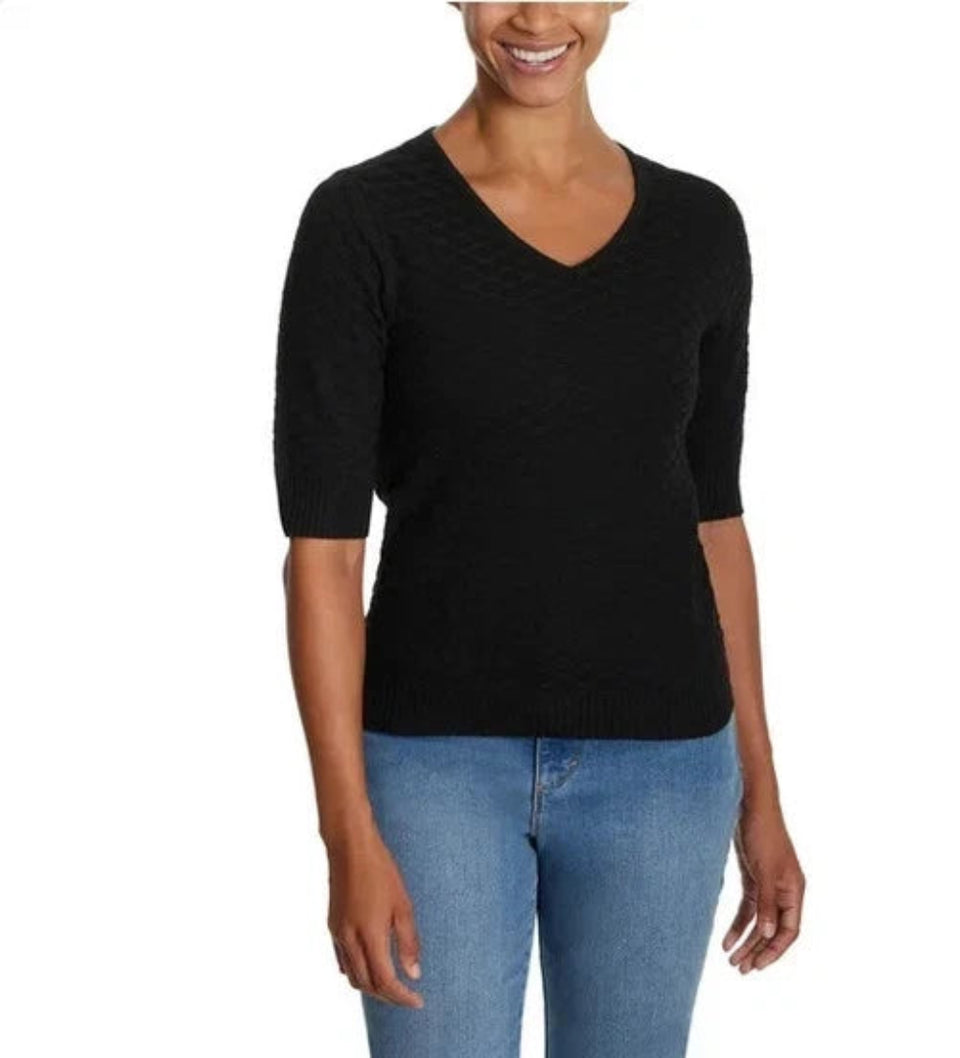 Ella Moss Women's BlackElbow Sleeve Sweater