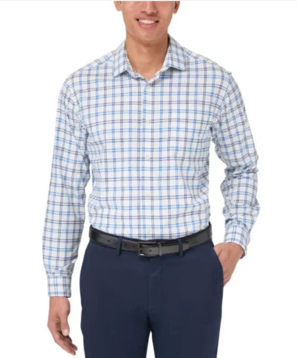Kirkland Signature Men’s Blue & White Performance Sport Shirt