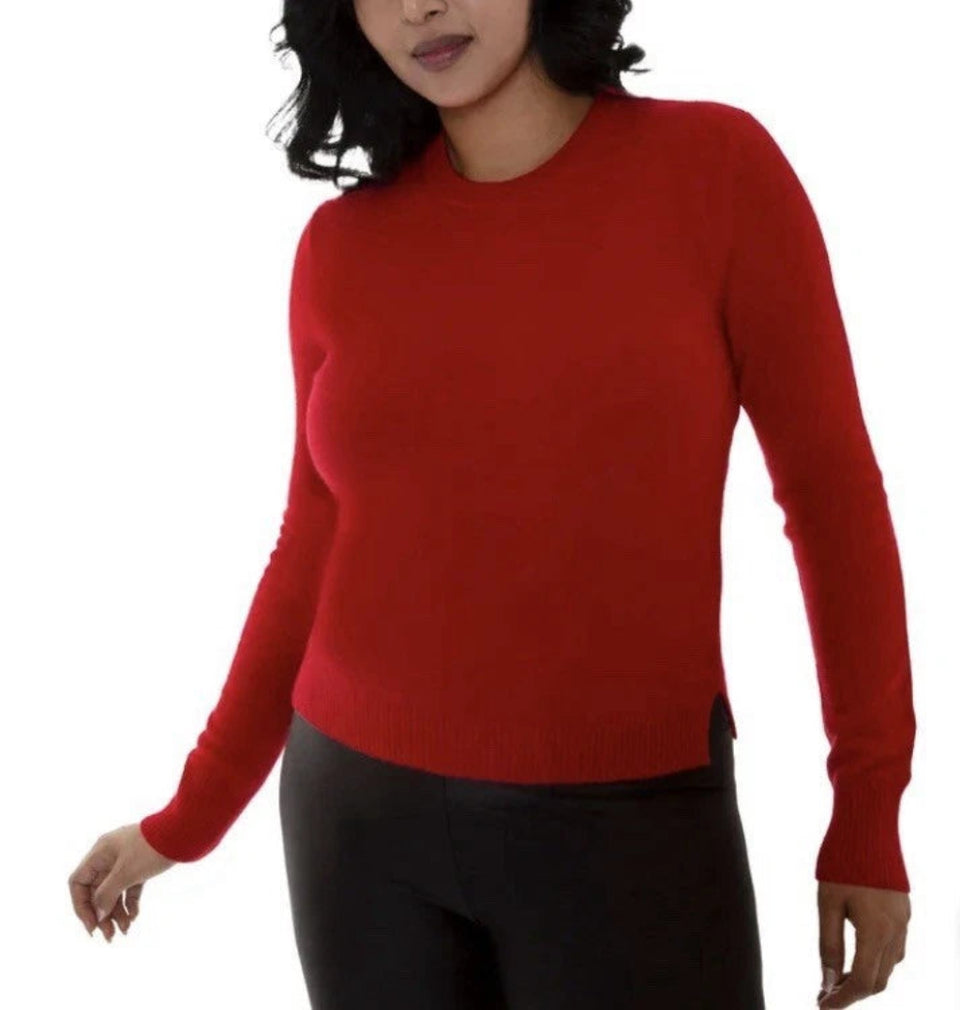 Mario Serrani Women's Red Crew Neck Cashmere Sweater