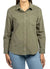 Jachs Girlfriend Women's Olive Green Mini Corduroy Button Up Long Sleeve Shirt