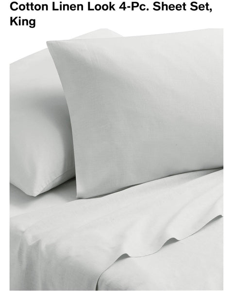 Tranquil White Cotton Linen Look 4-Pc Sheet Set |Tranquil In Lebanon