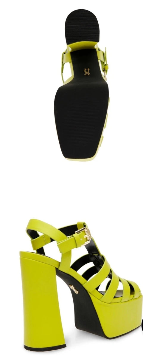 Steve Madden Women's Lime Green Synthetic Vocanic Heel Sandals|Steve Madden In Lebanon
