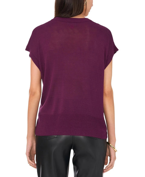 Vince Camuto Women's Plum V-Neck Short-Sleeve Sweater | Vince Camuto In Lebanon