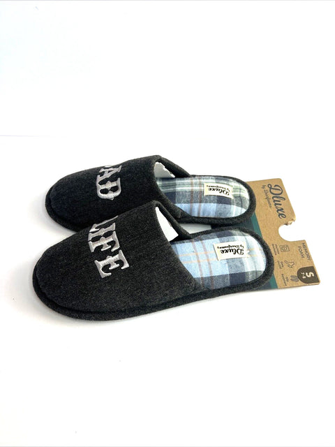 Dluxe by Dearfoams Men's Gray Dad Slide Slippers | Dluxe by Dearfoams in Lebanon