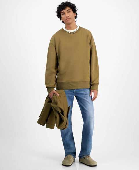 Mode of One Men's Army Brown Relaxed-Fit Fleece Sweatshirt | Stone Island In Lebanon