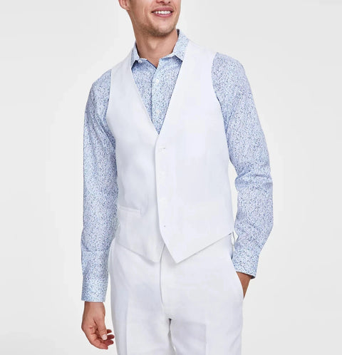 Bar III Men's White Slim-Fit Linen Suit Vest |Bar III In Lebanon