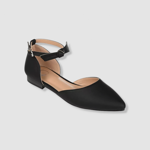 Journee Collection Women's Black Leather Vielo Flat |Journee Collection In Lebanon
