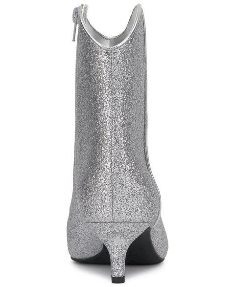 On 34th Women's Silver Glitter Tulip Aatira Booties | On 34th In Lebanon