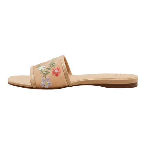 A New Day Women's Beige Elain Floral Embroidered Mesh Slide Slipper |A New Day In Lebanon