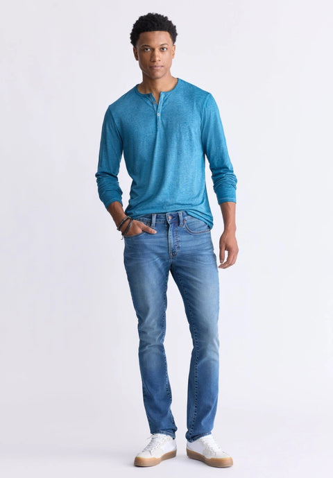 Buffalo David Bitton Men's Atlantic Blue Kaduk Burnout Henley Blouse | Buffalo David Bitton Lebanon