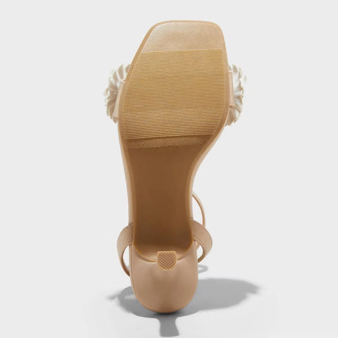 Wild Fable Women's Beige Brianna Daisy Ankle Strap Heels | Wild Fable In Lebanon