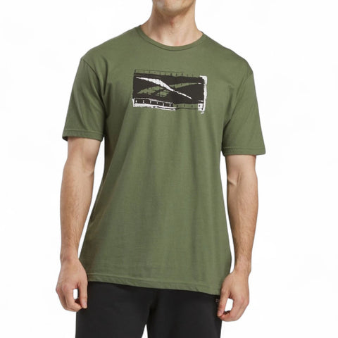 Reebok Men's Olive Green All-Cotton Logo T-Shirt |Reebok In Lebanon