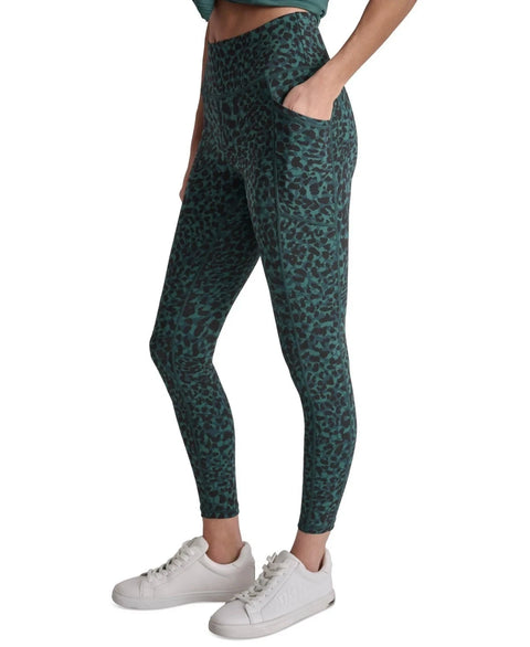 DKNY Women's Dark Green/Black High-Rise Printed 7/8 Leggings | DKNY In Lebanon