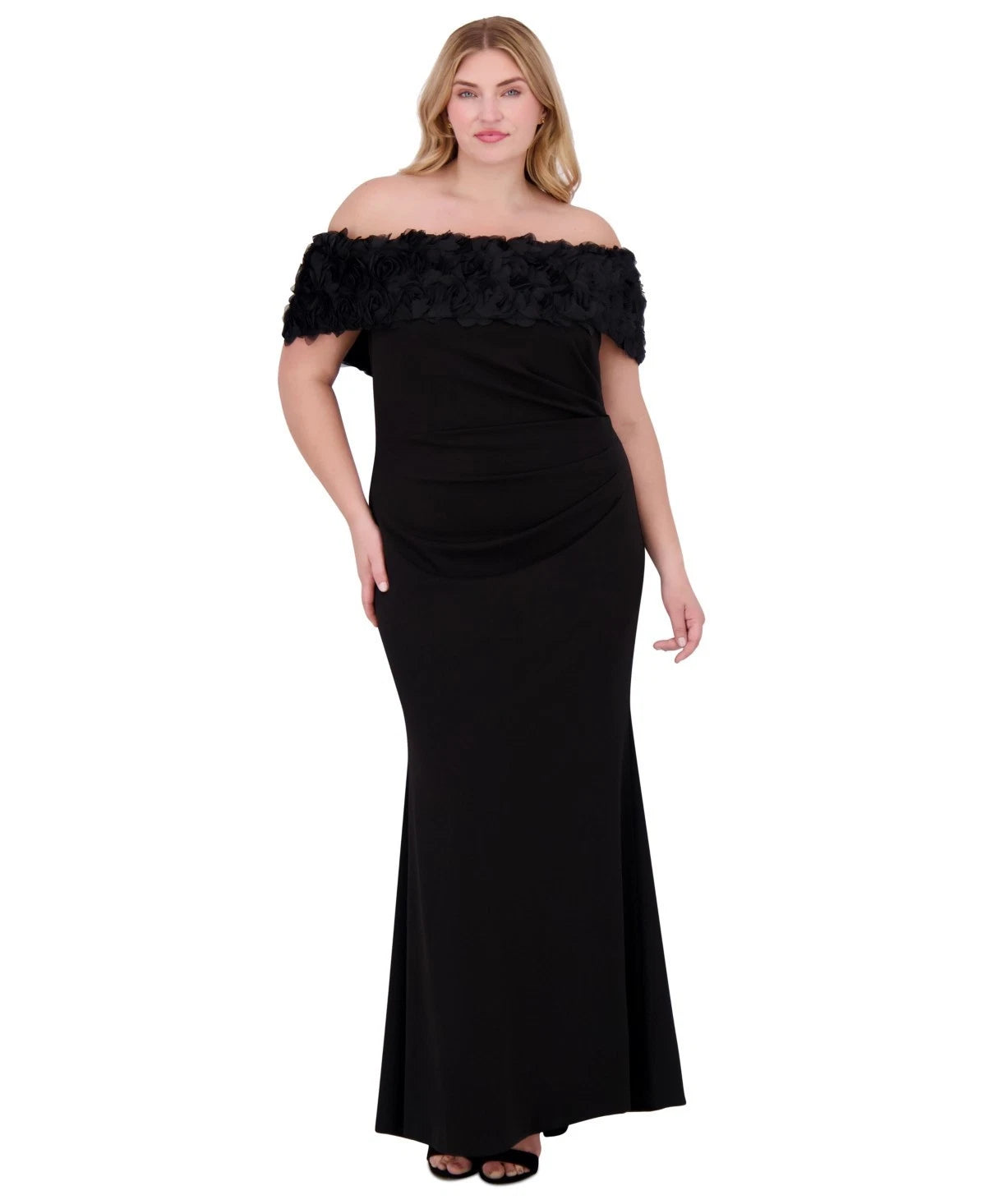 Eliza J Women's Black Plus Size Rosette-Trim Off Shoulder Dress |  Eliza J In Lebanon