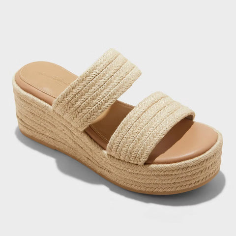 Universal Thread Women's Tan Kayli Jute Two Band Wedge Sandals | Universal Thread In Lebanon