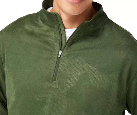 Kirkland Signature Men's Khaki Green Zip Neck Long Sleeve Blouse |Kirkland Signature In Lebanon
