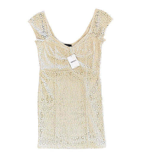Forever 21 Women's Beige Lace Bodycon Mini Dress |Forever 21 In Lebanon
