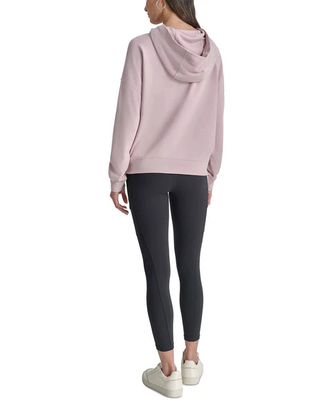 DKNY Women's Light Pink Sequin-Logo Hoodie|DKNY In Lebanon