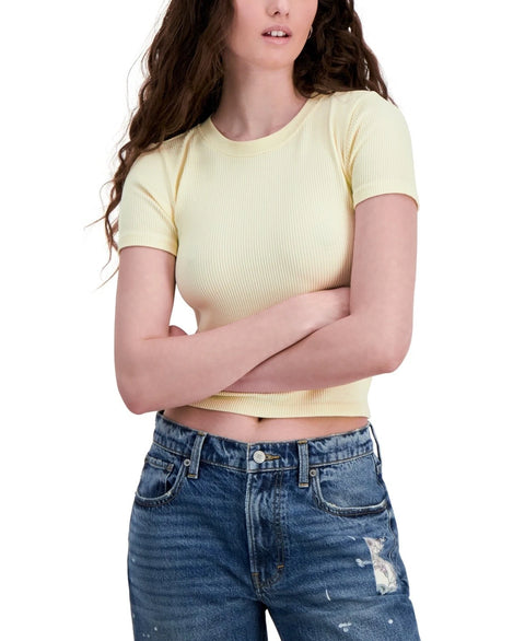 Hippie Rose Women's Yellow Seamless Crewneck Ribbed Tee T-Shirt | Hippie Rose in Lebanon