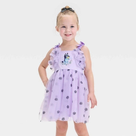 Bluey Baby Girl's Purple Audrey Camille Flower Embroidery Tulle Dress | Bluey In Lebanon
