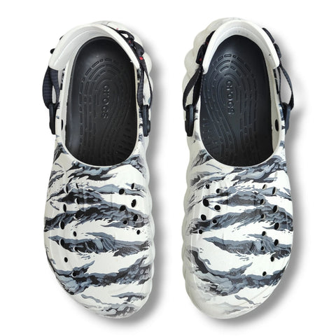Crocs Men's White & Black Echo Tiger Camo Slippers | Crocs In Lebanon