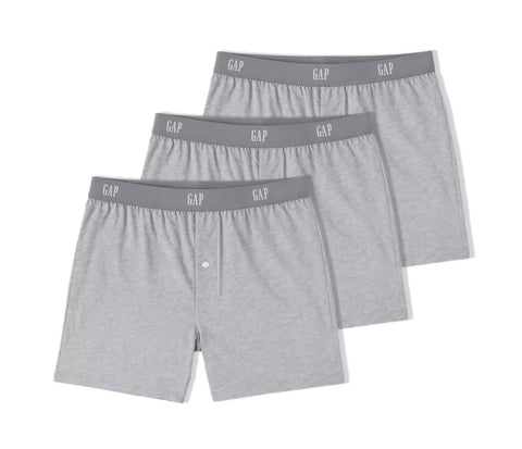 GAP Men's Gray Pack Of 3 Loose-Knit Organic Cotton Boxers | GAP In Lebanon