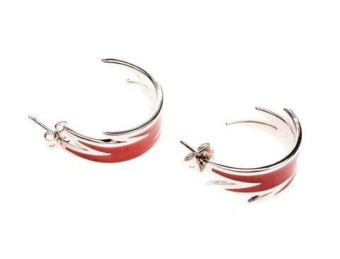 DSQUARED2 Women's Designer Red & Silver Hoop Earrings | DSQUARED2 in Lebanon