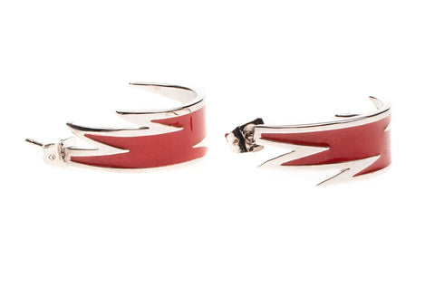 DSQUARED2 Women's Designer Red & Silver Hoop Earrings | DSQUARED2 in Lebanon