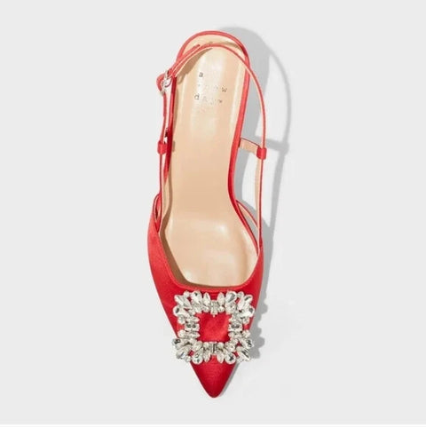 A New Day Women's Red Annette Satin Slingback Heels |A New Day In Lebanon