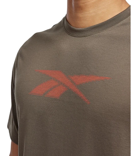 Reebok Men's Olive Green Vector Logo Performance Graphic T-Shirt |Reebok In Lebanon