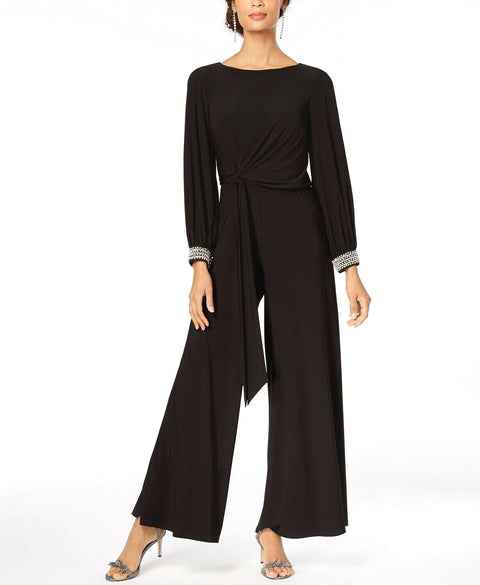 MSK Women's Black Rhinestone Embellished Wide Leg Jumpsuit|MSK In Lebanon