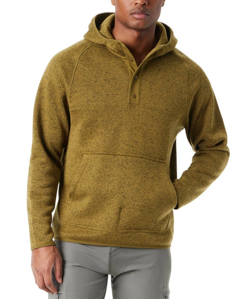 Bass Outdoor Men's Khaki Green Regular-Fit Mixed-Media 1/4-Snap Hoodie | Bass Outdoor In Lebanon