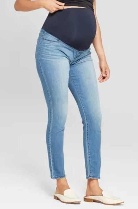 Isabel Women's Blue Over The Belly Low-Rise Skinny Maternity Jeans | Isabel In Lebanon