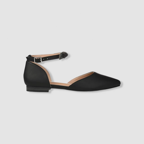 Journee Collection Women's Black Leather Vielo Flat |Journee Collection In Lebanon