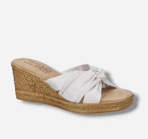 Easy Street Women's White Ghita Slip-On Wedge Sandals | Easy Street In Lebanon