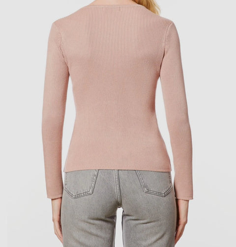 Melissa Paige Women's Blush Pink Ribbed Scoop-Neck Sweater | Melissa Paige In Lebanon
