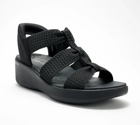 Skechers Women's Black Slip on Cali Pier Lite Wedge Sandals | Skechers In Lebanon