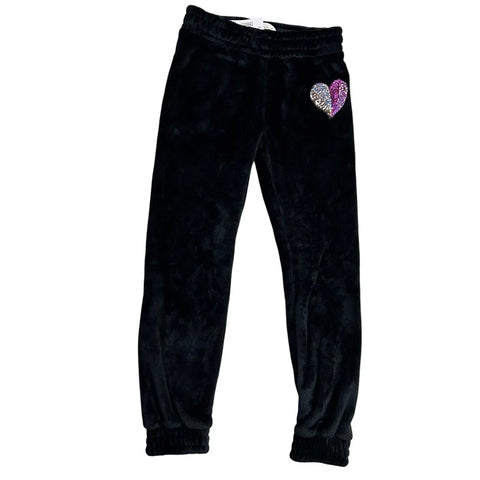 Colette Lilly Black Soft Plush Sweatpants Joggers with Sequin Heart | Colette Lilly in Lebanon