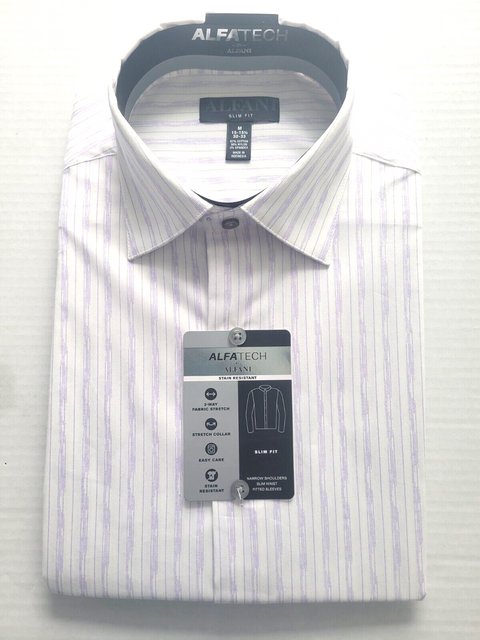 Alfani Men's White & Purple Shirt ABF692 shr(ll15,me11)