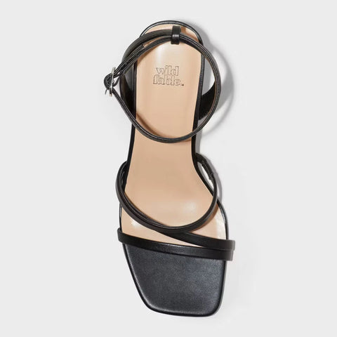 Wild Fable Women's Black Patricia Strappy Block Heels with Memory Foam Insole | Wild Fable In Lebanon