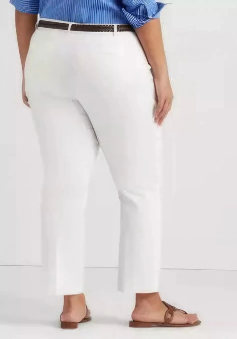 Lauren Ralph Lauren Women's White Plus Size Stretch Cotton Cropped Pants|Lauren Ralph Lauren In Lebanon