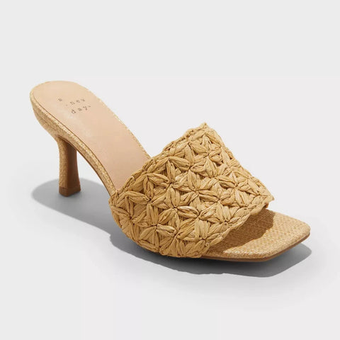 A New Day Women's Beige Ayla Raffia Slide Heels |A New Day In Lebanon
