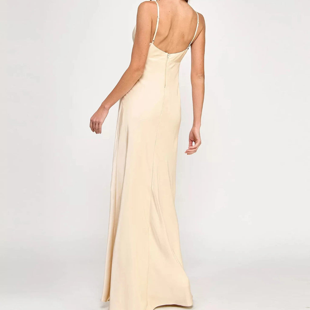 Seni & Cade Women's Beige Satin Gown Dress