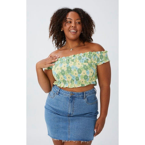 Cotton On Women's Multicolor Green Crop top ABFK563