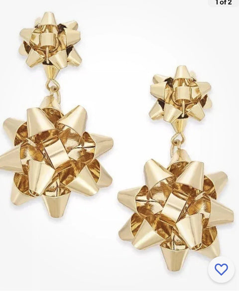Holiday Lane Women's Gold Tone Bow Drop Earrings | Holiday Lane In Lebanon