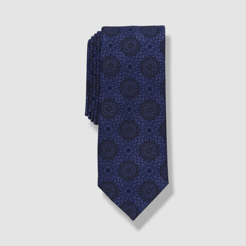Bar III Men's Navy Brussels Medallion Skinny Neck Tie | Bar III In Lebanon