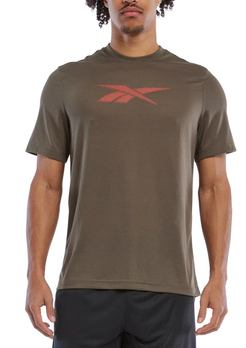 Reebok Men's Olive Green Vector Logo Performance Graphic T-Shirt |Reebok In Lebanon