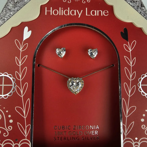 Holiday Lane Women's 2-Pc. Cubic Zirconia Heart Pendant & Stud Earring Set |Holiday in Lebanon