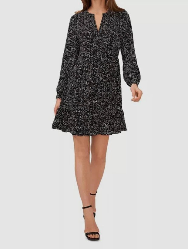 MSK Women's Black Split Neck Long Sleeve Dress|MSK In Lebanon