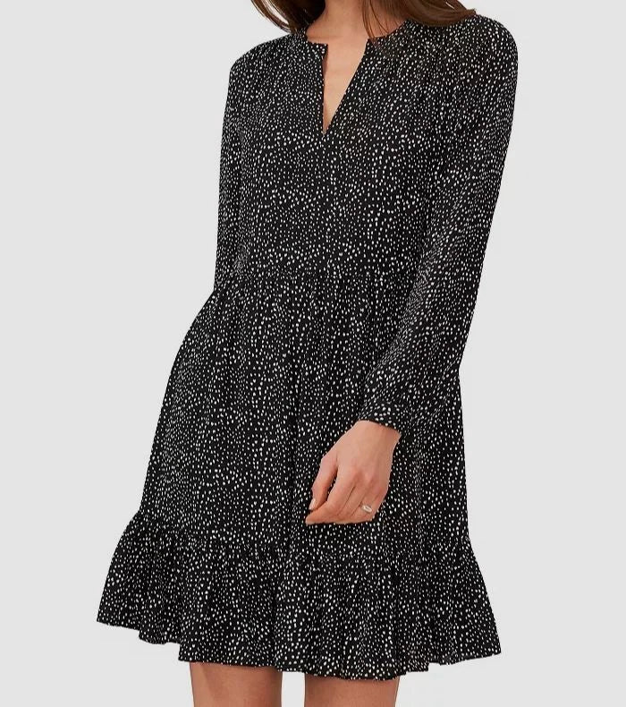 MSK Women's Black Split Neck Long Sleeve Dress|MSK In Lebanon